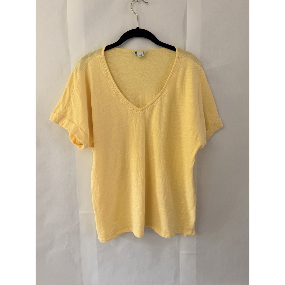 Eddie Bauer Women's Cotton Short Sleeve Yelow Top Size Large